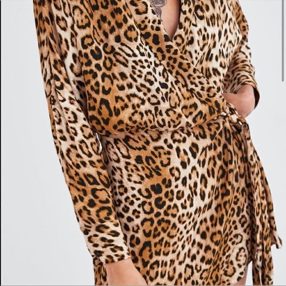 Zara animal print romper with side tie Size S - Picture 3 of 10
